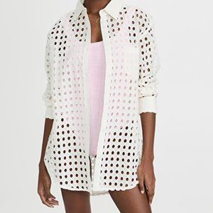 Solid & Striped Oxford Tunic Eyelet Beach Cover Up | Marshmallow